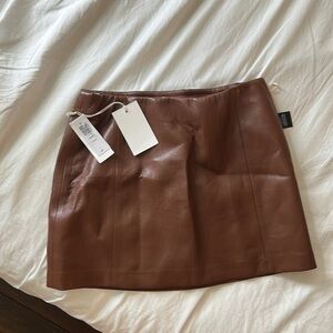 NWT cognac leather skirt aritzia